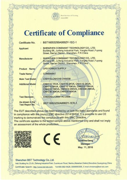 China Shenzhen Consnant Technology Co., Ltd. zertifizierungen